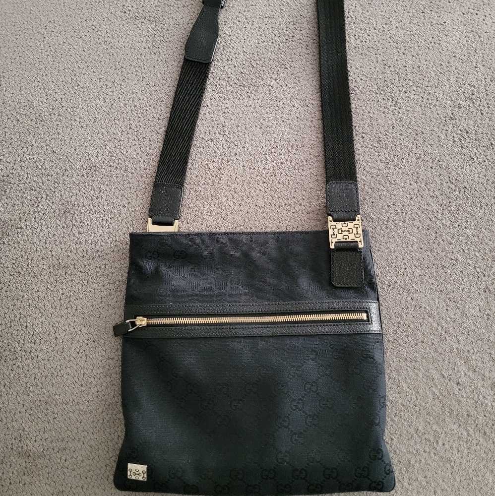 All black Authentic Gucci crossbody